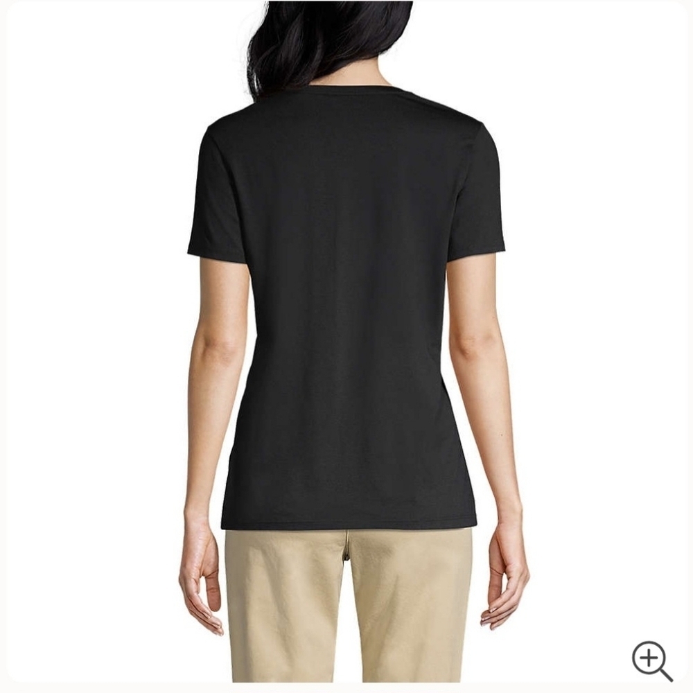 Lands' End Small Black Suprima Cotton V Neck Top New In Package - Picture 2 of 4
